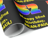 52番目の誕生日:おもしろい、カラフルレインボーインスパイア# 52 ラッピングペーパー (ロールコーナー)