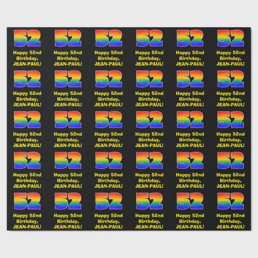 52番目の誕生日:おもしろい、カラフルレインボーインスパイア# 52 ラッピングペーパー (シーム)