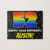 52番目の誕生日:おもしろい、カラフル音楽シンボル、「52」 ジグソーパズル (横)
