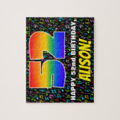 52番目の誕生日:おもしろい、カラフル音楽シンボル、「52」 ジグソーパズル (縦)