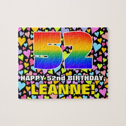 52番目の誕生日—おもしろい、愛するハートシェイプ+「52」 ジグソーパズル (横)