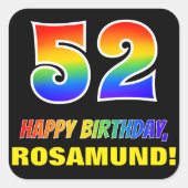 52番目の誕生日: はっきりした,おもしろい,シンプル虹， 52 スクエアシール (正面)