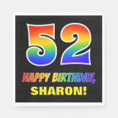 52番目の誕生日: はっきりした,おもしろい,シンプル虹, 52 スタンダードランチョンナプキン (正面)
