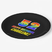 52番目の誕生日: はっきりした,おもしろい,シンプル虹, 52 ペーパープレート (アングル)