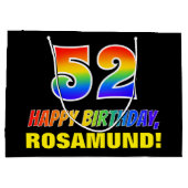 52番目の誕生日: はっきりした,おもしろい,シンプル虹, 52 ラージペーパーバッグ (裏面)