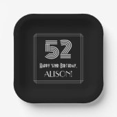 52番目の誕生日:インスパイアアールデコの検索「52」 +名前 ペーパープレート (正面)