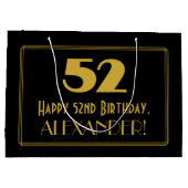 52番目の誕生日:インスパイアアールデコの「52」の外観と名前 ラージペーパーバッグ (裏面)