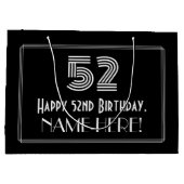 52番目の誕生日:インスパイアアールデコの「52」の外観と名前 ラージペーパーバッグ (裏面)