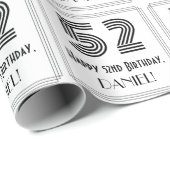 52番目の誕生日:インスパイアアールデコスタイル「52」 +名前 ラッピングペーパー (ロールコーナー)