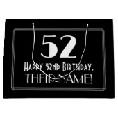 52番目の誕生日:インスパイアアールデコスタイル「52」、名前 ラージペーパーバッグ (正面)