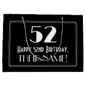 52番目の誕生日:インスパイアアールデコスタイル「52」、名前 ラージペーパーバッグ (裏面)