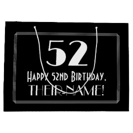 52番目の誕生日:インスパイアアールデコスタイル「52」、名前 ラージペーパーバッグ