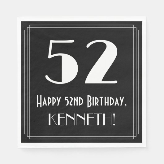 52番目の誕生日~インスパイアアールデコルック"52",名前 スタンダードランチョンナプキン (正面)