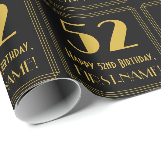 52番目の誕生日~インスパイアアールデコルック"52",名前 ラッピングペーパー (ロールコーナー)