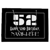 52番目の誕生日～インスパイアアールデコルック"52" +名前 ラージペーパーバッグ (裏面)