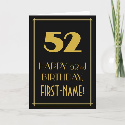 52番目の誕生日-インスパイアアールデコ検索「52」 & Name カード (正面)