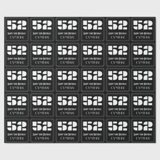 52番目の誕生日:インスパイアアールデコ検索「52」 & Name ラッピングペーパー (シーム)