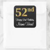 52番目の誕生日-エレガント豪華なフェイク金ゴールドルック# スクエアシール (バッグ)