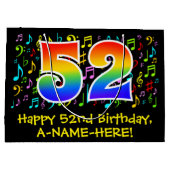 52番目の誕生日-カラフル音楽シンボル、レインボー52 ラージペーパーバッグ (裏面)