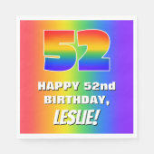52番目の誕生日: カラフル、おもしろいレインボーパターン# 52 スタンダードランチョンナプキン (正面)