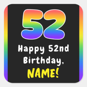 52番目の誕生日:レインボースペクトル# 52、名前をカスタムする スクエアシール