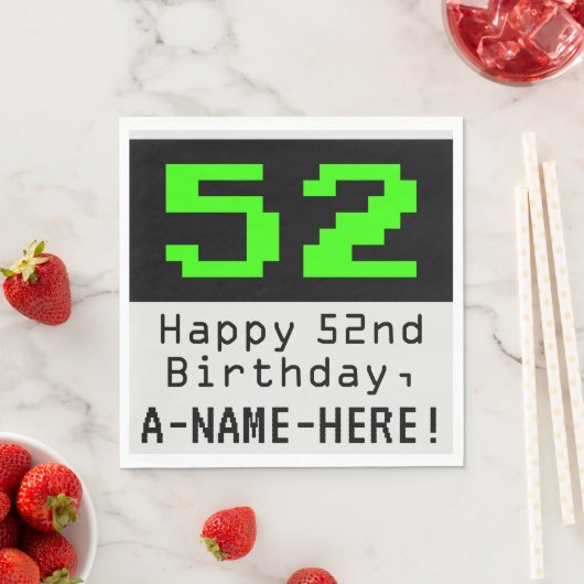 52番目の誕生日- Nerdy / オタク系のスタイル「52」と名前 スタンダードランチョンナプキン (インサイチュ)