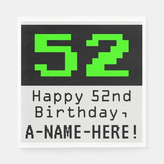 52番目の誕生日- Nerdy / オタク系のスタイル「52」と名前 スタンダードランチョンナプキン (正面)
