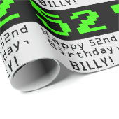 52番目の誕生日:Nerdy/オタク系のスタイル「52」と名前 ラッピングペーパー (ロールコーナー)