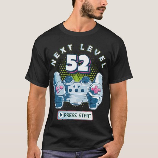 52誕生日ゲーマー次レベル52ゲーミングコントローラー Tシャツ (正面)