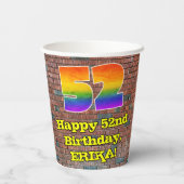 52誕生日:おもしろいグラフィティインスパイアレインボー52 紙コップ (裏面)