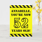 52誕生日:おもしろいステンシルスタイル文字、名前をカスタムする カード (黄色い花)