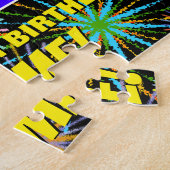 52誕生日:おもしろい、お祝カラフルい花火 ジグソーパズル (側面)