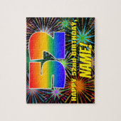 52誕生日:おもしろい、お祝カラフルい花火 ジグソーパズル (縦)