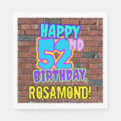 52誕生日～おもしろい、アーバングラフィティインスパイアルック スタンダードランチョンナプキン (正面)