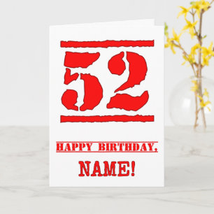 52誕生日:おもしろい、赤ゴムスタンプルックインスパイアス カード