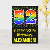 52誕生日:カラフル音楽シンボル+虹52 カード (黄色い花)