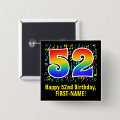 52誕生日:カラフルMusic Symbols、Rainbow 52 缶バッジ (正面&裏面)