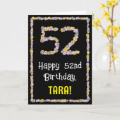 52誕生日:フローラ花数名前をカスタムする カード (黄色い花)