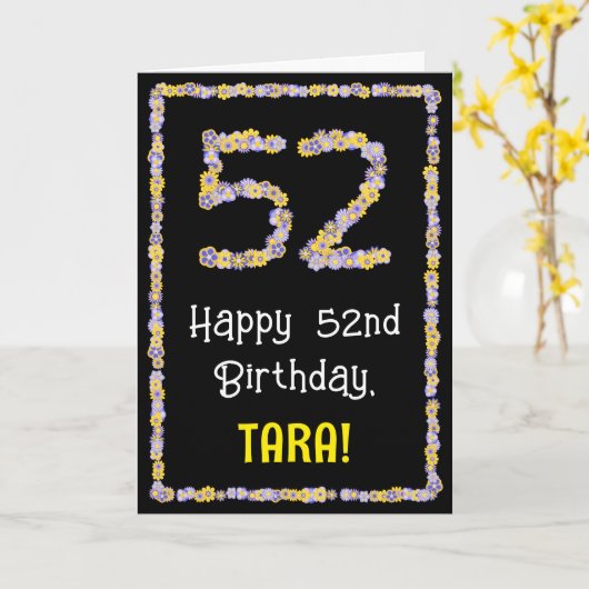 52誕生日:フローラ花数名前をカスタムする カード (黄色い花)