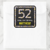 52誕生日:フローラ花数名前をカスタムする スクエアシール (バッグ)