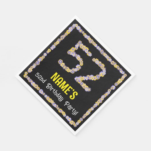 52誕生日:フローラ花数名前をカスタムする スタンダードランチョンナプキン (角)