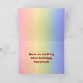 52誕生日:レインボー文字カスタム、写真&名前 カード (内部)