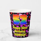 52誕生日:愛するハートパターン、虹52 紙コップ (正面)