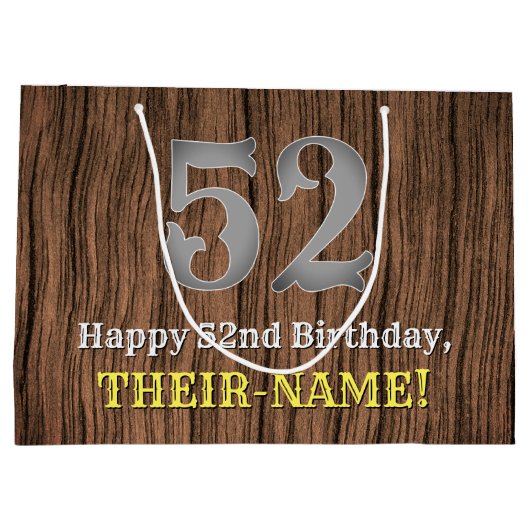 52誕生日: Country インスパイア Western  Look, Name ラージペーパーバッグ (裏面)