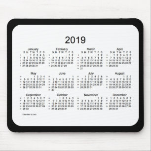 52週2019のカレンダーの白黒マウスパッド マウスパッド
