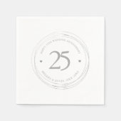 525周年記念結婚シルバー・サークル・フレーム スタンダードカクテルナプキン (正面)