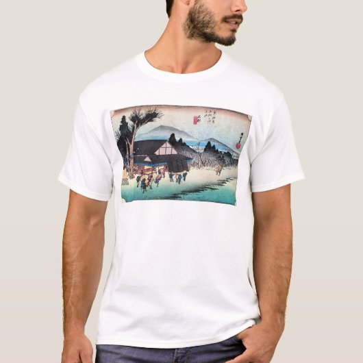 52.石部宿、広重石部宿、広重、浮世絵 Tシャツ (正面)