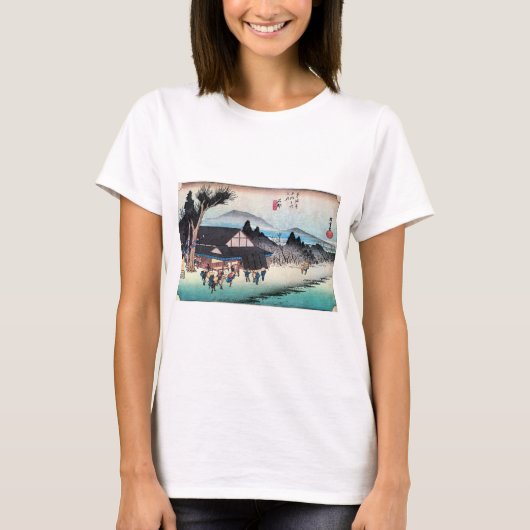 52.石部宿、広重石部宿、広重、浮世絵 Tシャツ (正面)
