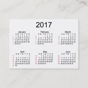 52 Janzの名刺による週2017の白のカレンダー 名刺