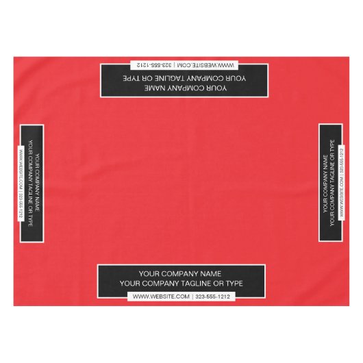 52"X70"トレードショーテーブルクロスのロゴ赤い白黒 テーブルクロス (正面(横))